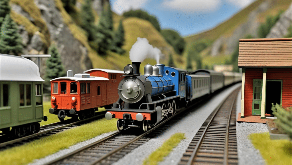 Z scale model train on miniature tracks
