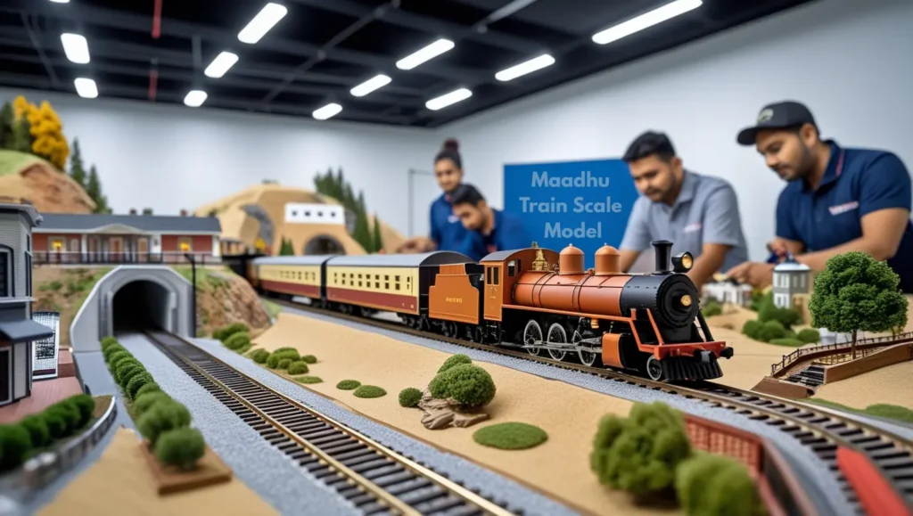 Maadhu Creatives team offering custom train scale model services with detailed miniature layouts
